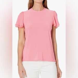 Tommy Hilfiger Pink Short Ruffle Sleeves Blouse